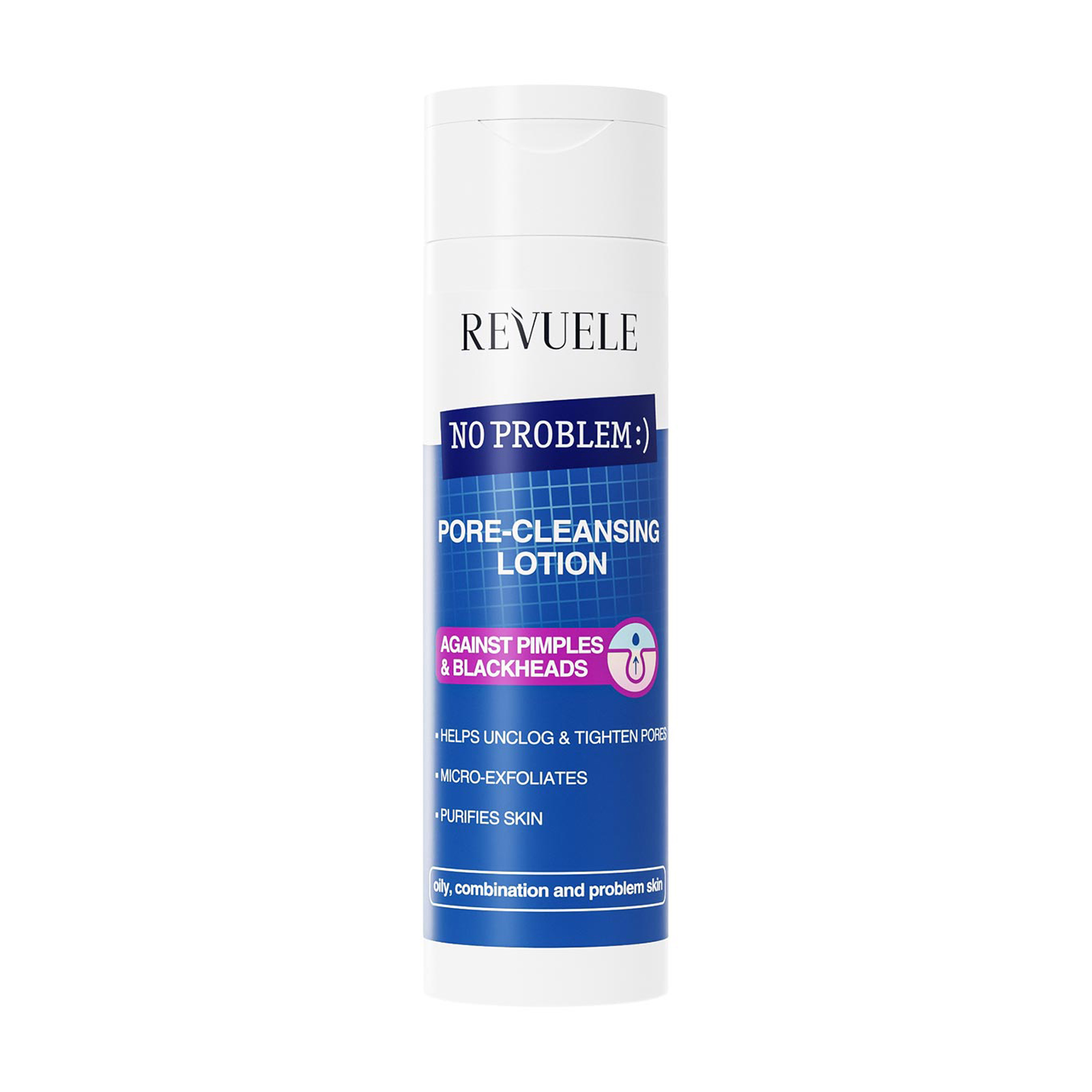 Лосьйон для обличчя Revuele No Problem Pore-Cleansing Lotion проти прищів та чорних цяток, для жирної, комбінованої та проблемної шкіри, 200 мл